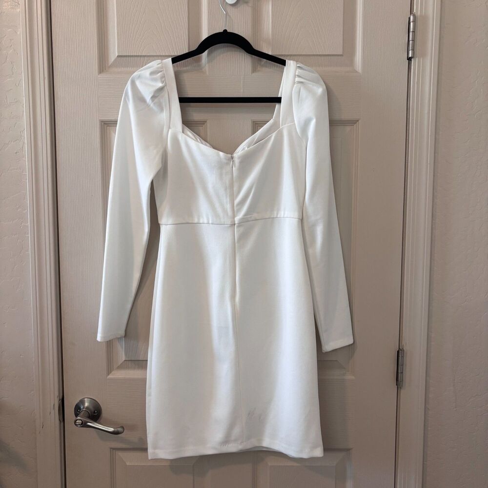 Guess White Long Sleeve Mini Dress Ring Detail Size 8 - Picture 5 of 8